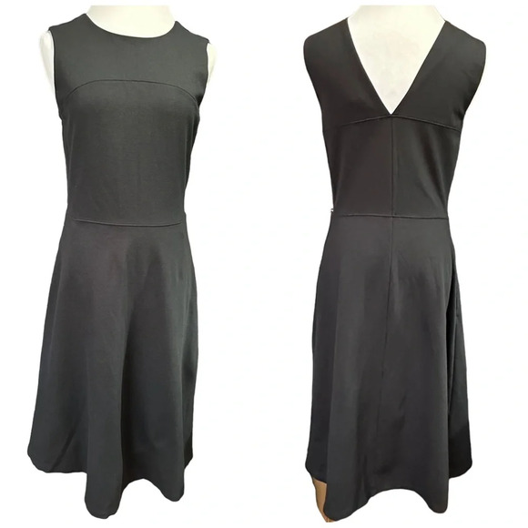 Lands End Black Vneck Fit and Flare Scuba Dress - Picture 1 of 7